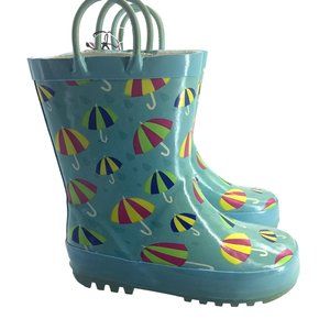 Umbrella Print Rain Boot Galoshes Kid Size 9  New Has Tags FLAW